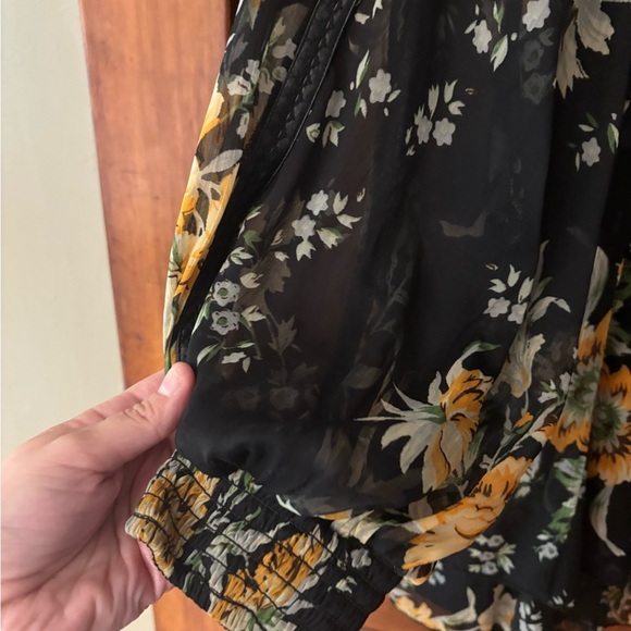 ASOS Curve Black and Gold Wrap Tie Blouse - Picture 3 of 8